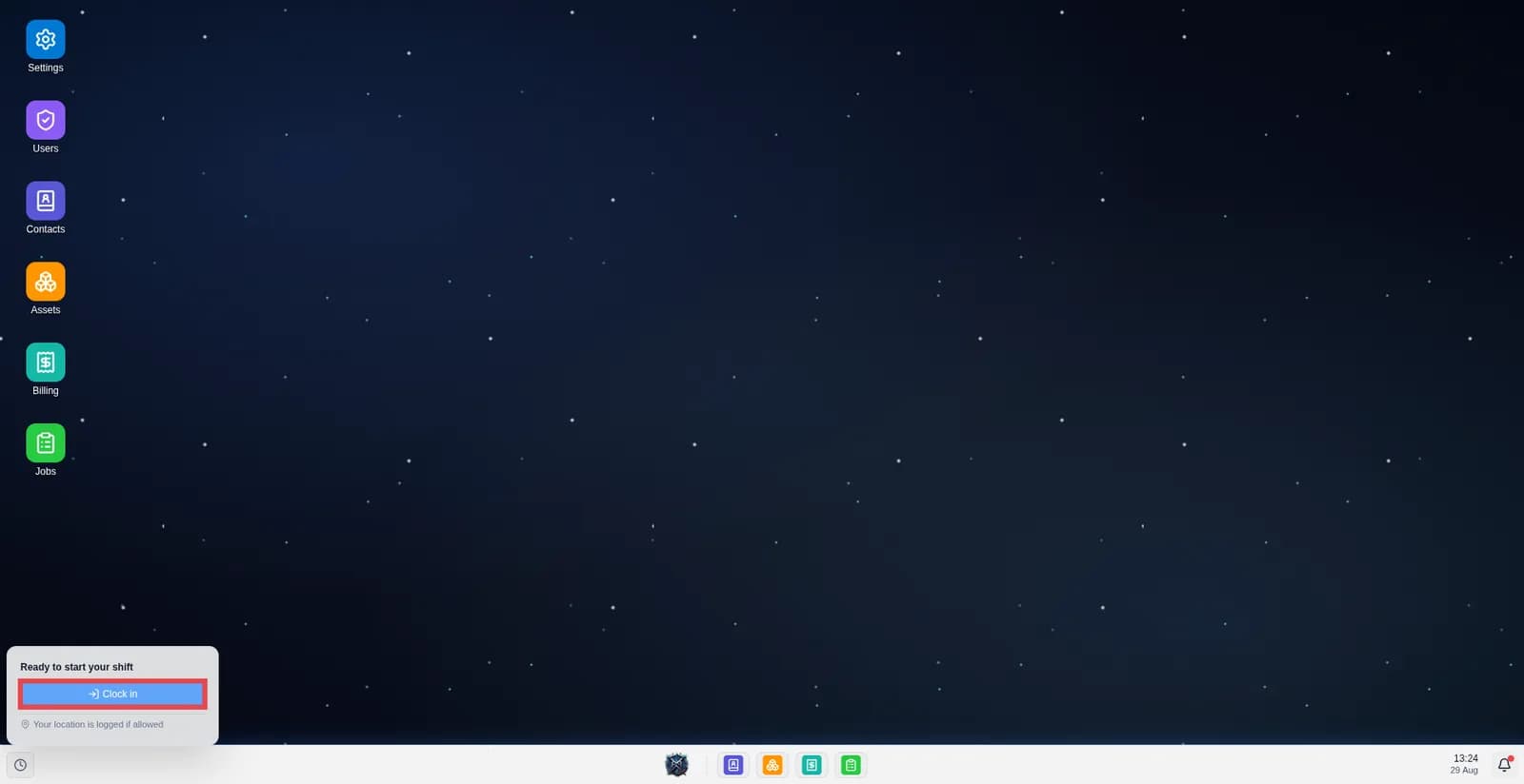 Click “Clock in”