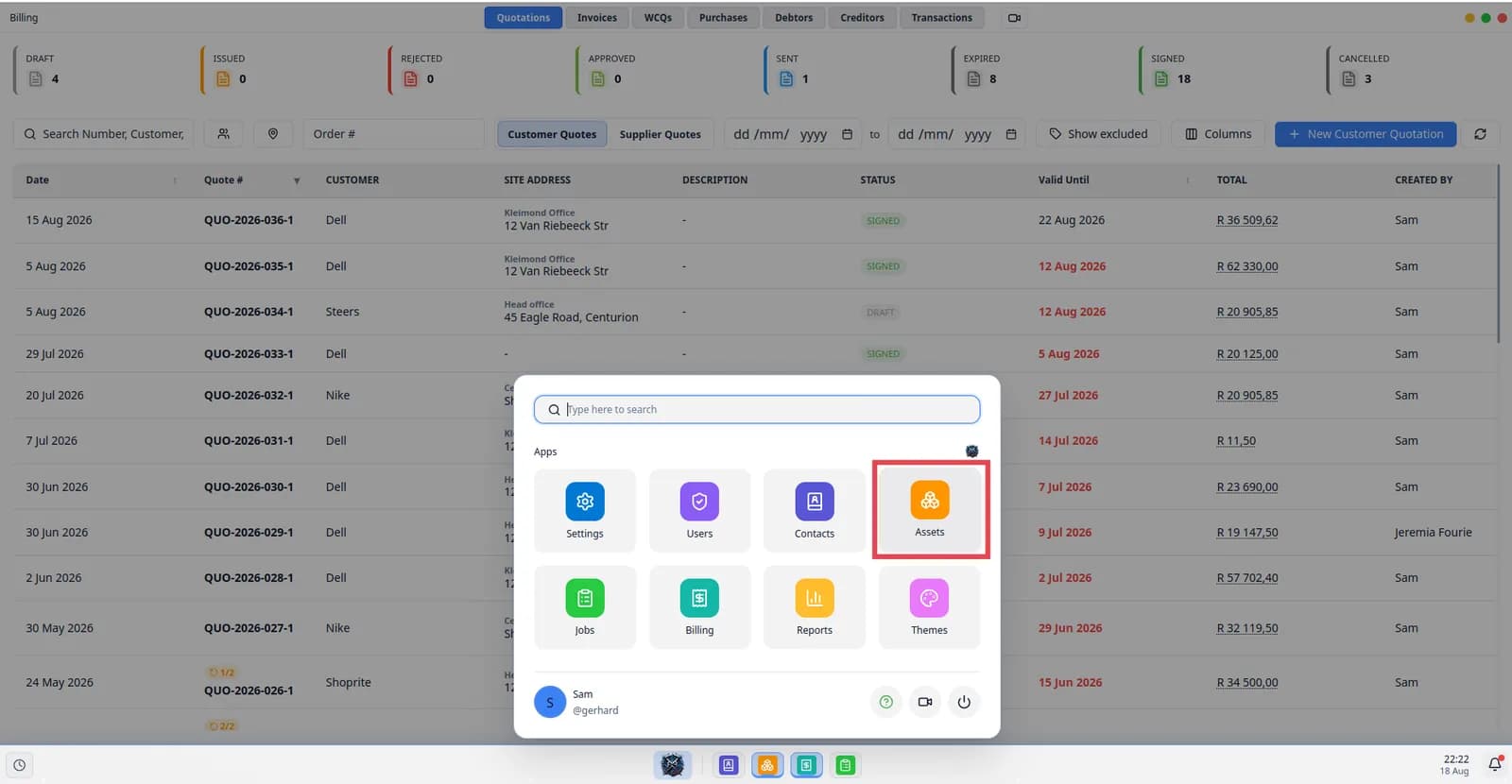 The app menu open, ready to launch a second instance of an app that is already running