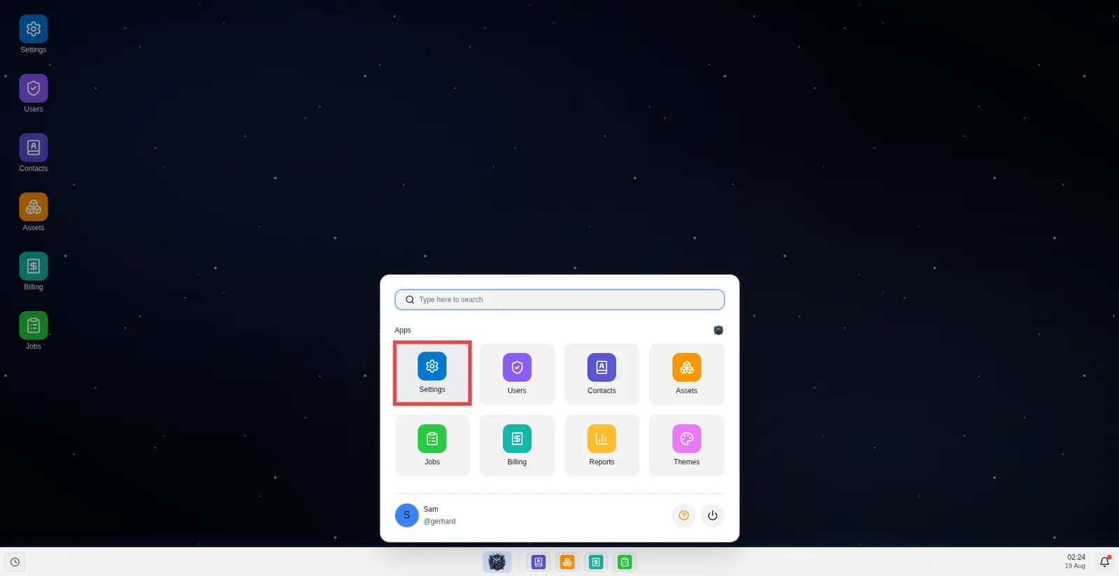 This screen shows the menu system of the OS.