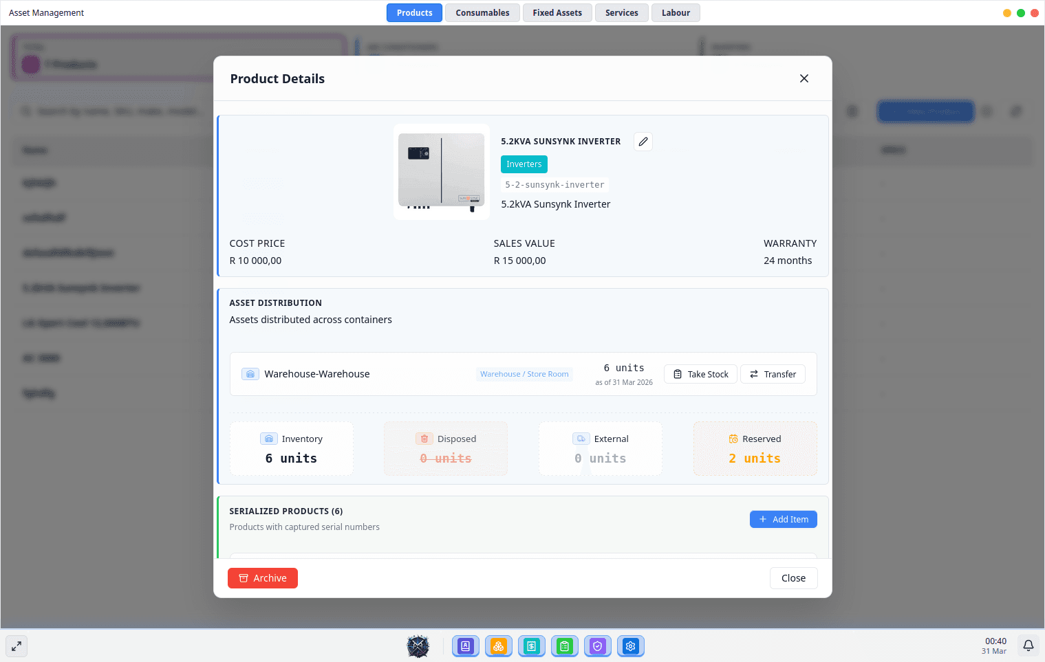 Inventory & Stock Interface