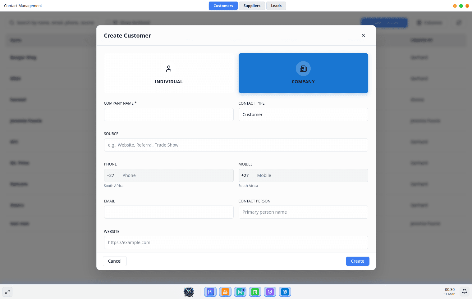 Client Management Interface