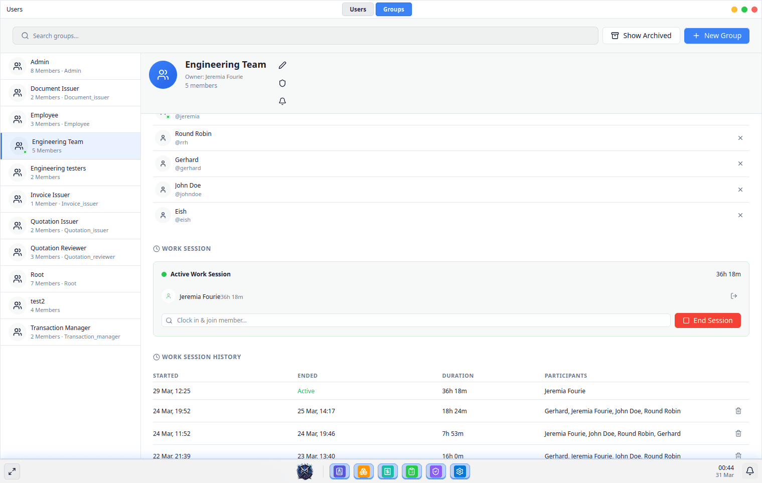 Team Management Interface