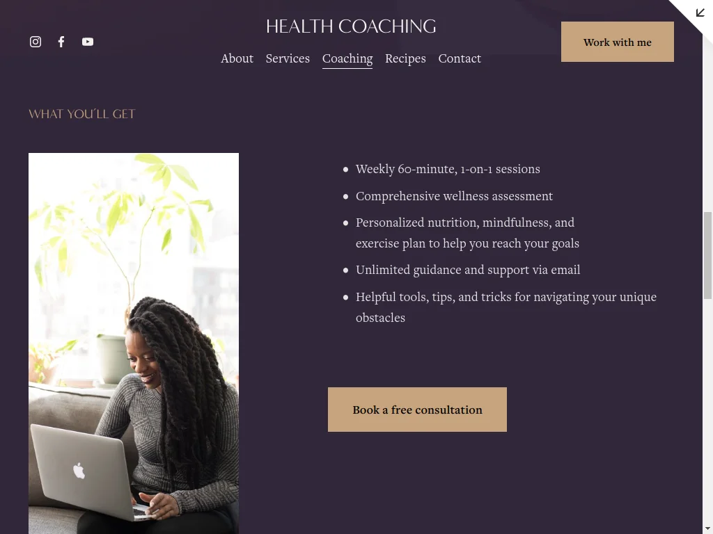 Health Coach Website Design - Section 14