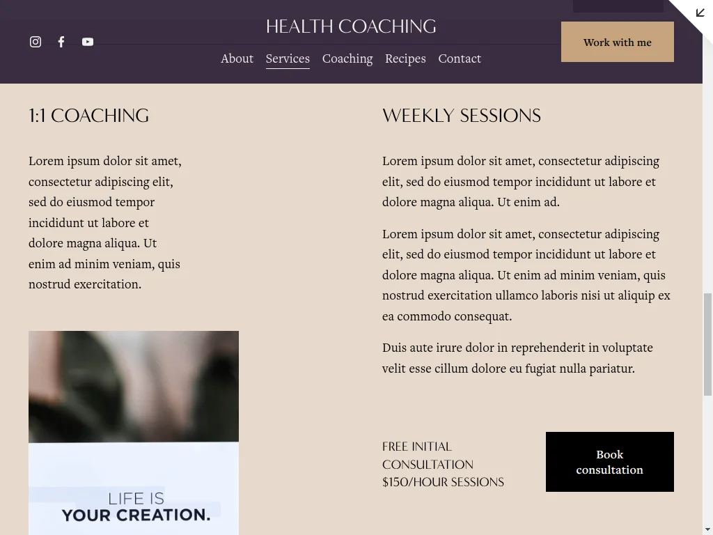Health Coach Website Design - Section 16