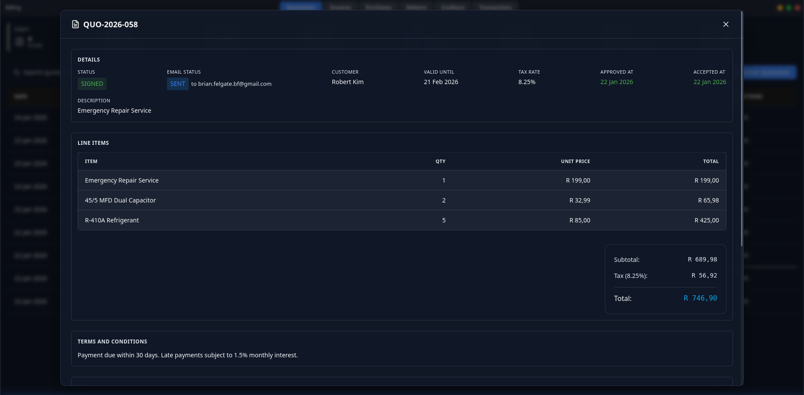 ServiceOps ERP screen 11