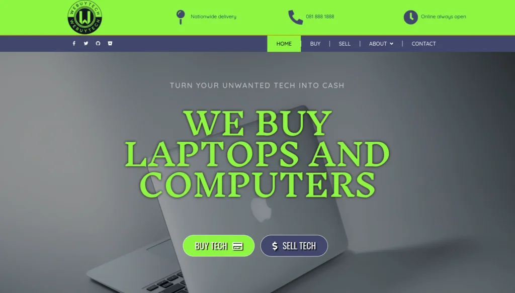 We Buy Tech Website Design - Section 1